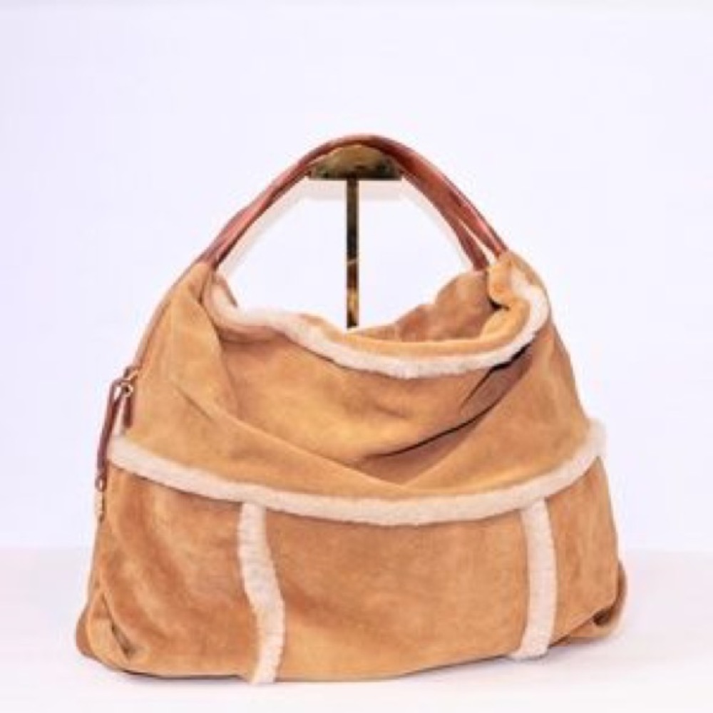 UGG Lambskin Leather and Lamb Fur Satchel